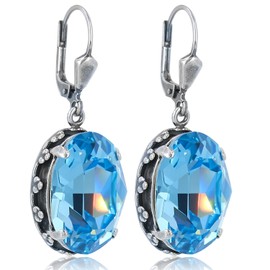 Nobel Schmuck Art Nouveau Earrings Silver Crystals Vintage Earrings Clasp, Glass, Crystal