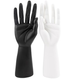 Framendino, 2 Pack Mannequin Hand Ring Display Jewelry Holder Stand Plastic Model Left Right Black