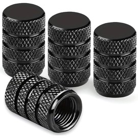 Tyre Valve Dust Caps, Black, 4 pcs/Pack, Anodized Aluminum Tyre Dust Cap Set, Corrosion Resistant, Universal Tyre Valve Stem Covers for Cars Trucks Motorcycles SUVs and Bikes