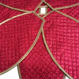 Houseswear 24 Inch Red Poinsettia Small Christmas Tree Skirts Sequin Xmas Tree Holiday Plush Tree Carpet Ornaments Decor