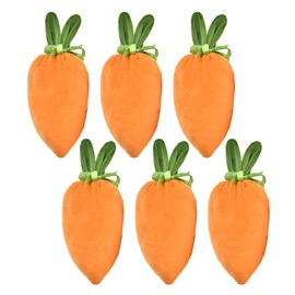 ILUFAM 6PCS Easter Carrot Gift Bags Rabbit Ears Velvet Candy Bags Easter Treat Bags Goodie Bags Rabbit Snack Party Bags
