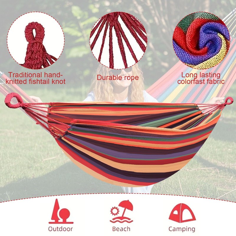 Double Hammock Comfortable with Stand for Hanging Sturdy 440lbs Capacity