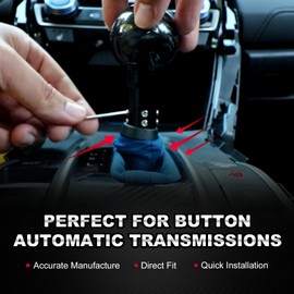 TEMSONE Universal Carbon Fiber Shift knob Round Ball Compatible with Lock/Button Automatic Transmission,Give for Boyfriend Father's Carbon Pattern Gear Shift Gift Box(Black)