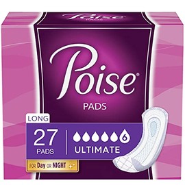 Poise Postpartum Incontinence Pads for Women, Ultimate Absorbency, Long, Original Design, 27 Count