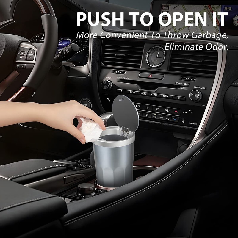 JNNJ Car Trash Bin, Car Mini Bin with Lid, Plastic
