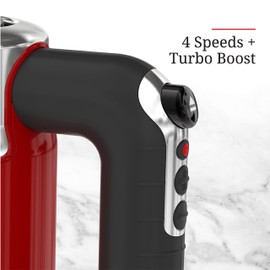 Remington Russell Hobbs MX3100RDR Retro Style Hand Mixer, 4 Speeds + Turbo Boost, Red