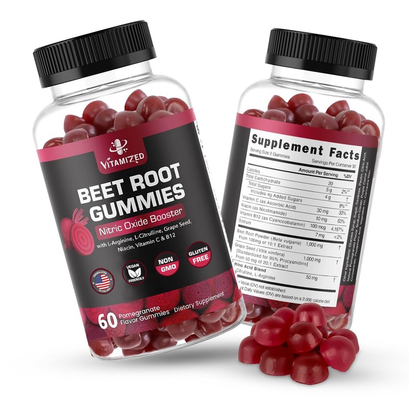 VITAMIZED Beet Root Gummies - Super Nitric Oxide Beets Supplement
