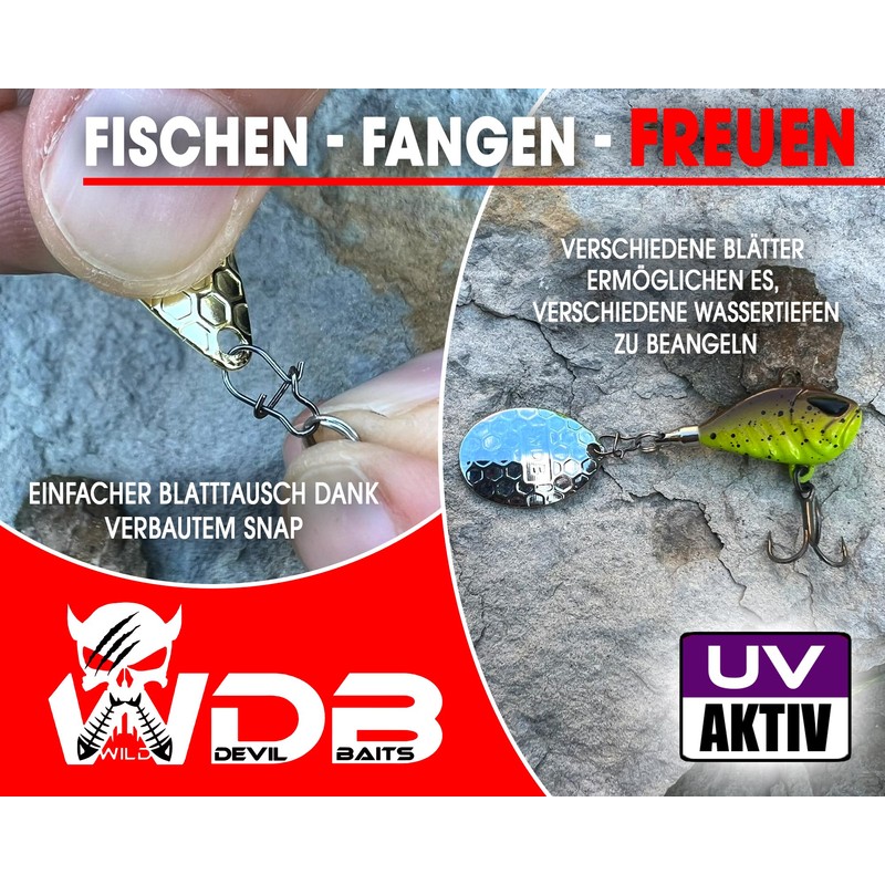 Wild Devil Baits Multi Tail Spin Jig Lead Head Spinner