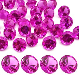 LYHLYA Pack of 100 Gemstones for Children, Acrylic Diamonds, 25 mm, Decorative Diamonds, Acrylic Gemstones, Fake Gemstones for Vase Fillers, Wedding Vases, Table Decoration, Party (Fuchsia)