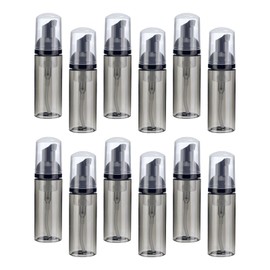 uxcell 2 Oz / 60ml Empty Foam Pump Bottle, 12 PCS Travel Foam Soap Dispenser, Empty Refillable Plastic Pump Bottle for Lash Shampoo, Hand Soap, Clear Black/Black