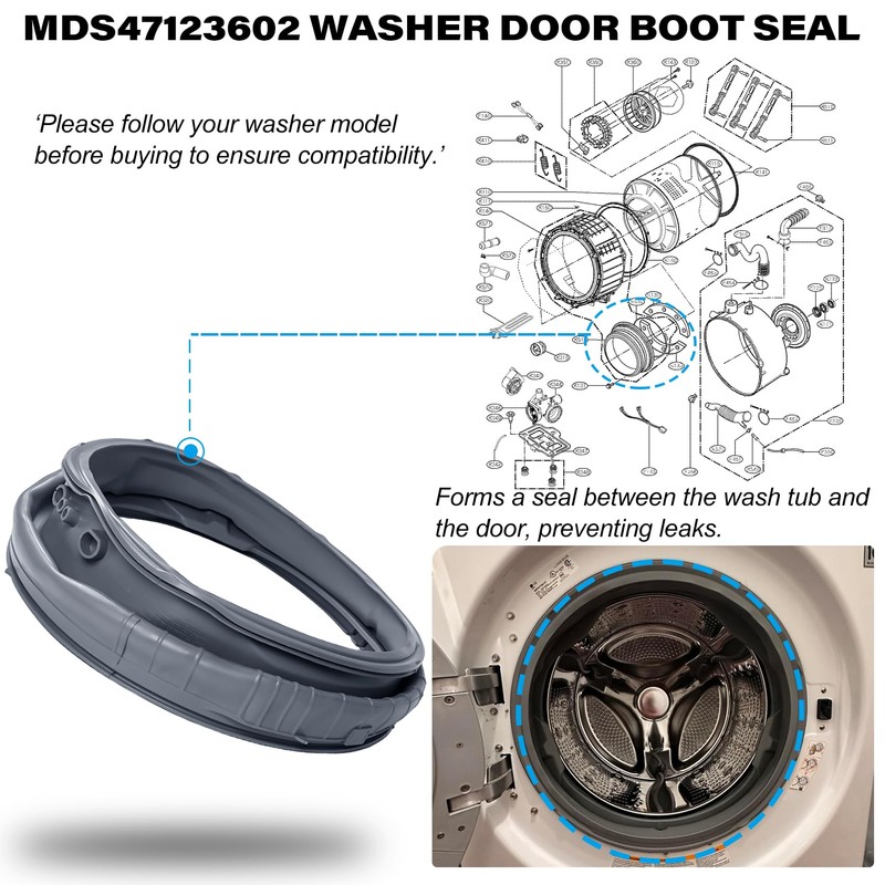 MDS47123602 Washer Door Boot Seal Gasket for LG Kenmore Washing