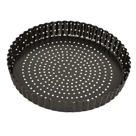 Bakemaster Quiche Pan Non-Stick Perfect Crust Loose Base Quiche Pan, Grey, 40103