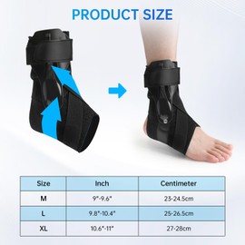 MILAIUN Ankle Splint, Ankle Splint, Foot Bandage with Velcro Fastening, Adjustable, Bandage Ankle with PE Board, Strong Stabilisation, Ankle Brace for Men and Women (L)