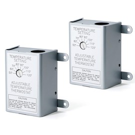 Hipoilk Attic Fan Thermostat Control, Adjustable Temperature Controller 120 Volt Thermostat Replacement for Power Attic Ventilators and Exhaust Fan, 2 Pack