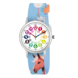 ITOOZYNN Kids Watch for Girls and Boys,for Children's Toddler Learning Time and Easy to Read Time, Adjustable Nylon Strap,Analog Watch for Boys and Girls Ages4~11 (Horse)