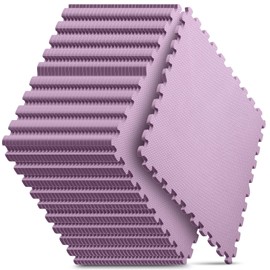 Home Gym Mat, Puzzle Exercise Mat, EVA Interlocking Foam Floor Tiles for Home Workout Equipment and Kids' Play Areas - Blue, 24 in x 24 in x ½ in - (Pink, 32 Pack(128 SQ FT))