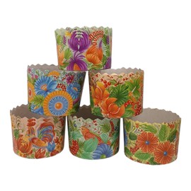 Chutemka - Paquete de 12 moldes de papel de 12 onzas, diferentes diseños de moldes redondos de papel para hornear pan de Pascua (Petrikovka)