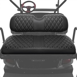 LEAPGOMAX Golf Cart Rear Seat Covers for EZGO Club Car Yamaha Aftermarket Rear Seat Only-Thick Premium Marine Leather with Custom Diamond Design Comfortable/Anti-Scratch/Anti-Fading/Easy to Install
