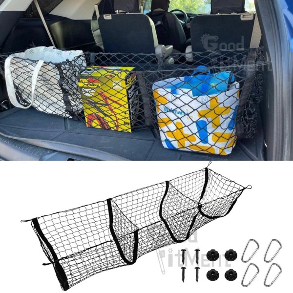 GOODFITMENT 3 Pockets Pouch Trunk Organizer Mesh Cargo Net For