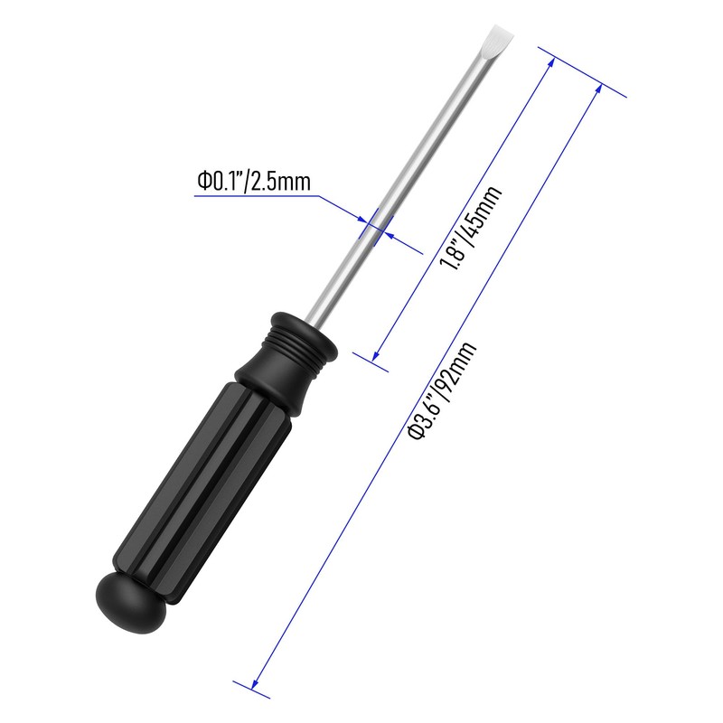 FOCMKEAS 2PCS Mini Slotted Screwdriver, 2.5mm Flat Head for Watch