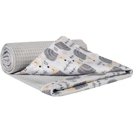 Medi Partners Baby Blanket Newborn Pram Soft 100% Cotton 75x100 Cot Toddler Comfort universal Cuddly Fluffy Crawling Plush bilateral Blankets (Hedgehogs With Grey Waffle)
