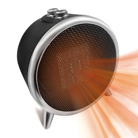 Comfort Zone Electric Retro Design Portable Ceramic Space Heater, Adjustable Thermostat, Overheat Protection, & Safety Tip-Over Switch, Portable for Home, Bedroom & Office Use, 1,500W, CZ485BKB