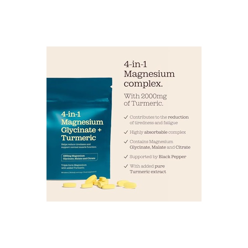 Magnesium Glycinate 4-in-1 Complex | 1283mg Bisglycinate, Citrate, Malate &