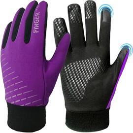 Winter Gloves Kids Boys Girls, Youth Running Biking Bike Warm Soccer Gloves Thermal Touchscreen for Cycling Sports Outdoor(Purple,M)