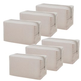 Aspire 6-Pack Blank Canvas Cosmetic Bag, 100% Cotton Portable Travel Toiletry Bag, 7 x 4 x 3 Inch