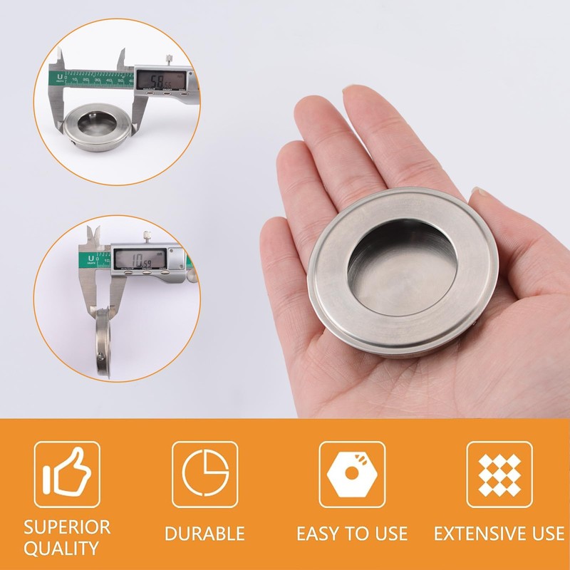 MOROBOR Round Finger Pull, 8pcs Stainless Steel Sliding Barn Door