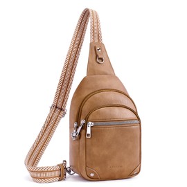 Lexiyat Anti Theft Crossbody Bags for Women Travel Chest Sling Bag Leather RFID Purse Fanny Pack Camel