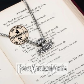 Norse American Viking Viking Axe Helm of Awe Mini Pendant Necklace 316L Stainless Steel