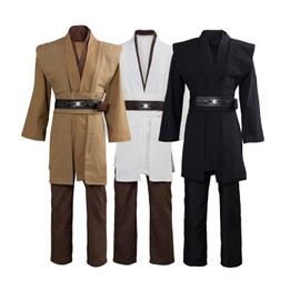 Anakin Skywalker Costume Adult Men Jedi Obi-wan Kenobi Cosplay Tunic Robe Pants Belt Accessories