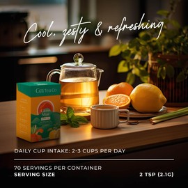 Gya Tea Co Citrus Mint Loose Leaf Tea - 5.29 Oz 70 Cups - Rich in Peppermint, Lemongrass, Orange Peel for Rest & Throat Comfort - Refreshing, Delicious & Robust Flavor