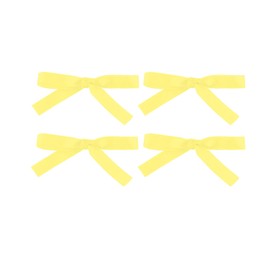 3.25 Inch Satin Ribbon Hair Bows with Alligator Clips, Set of 4 (Light Yellow)
