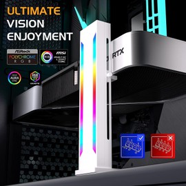 Uniontang DS White RGB Graphics Card GPU Support Bracket, Single Slot Cards, Support Video Card Holder Bracket with 5V 3PIN ARGB LED, Anodized Aerospace Aluminum (H Series)