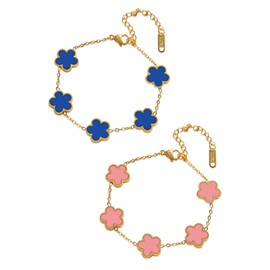 Saituo Home 2 Pieces Four Leaf Clover Bracelet, Lucky Bracelet, Women's Bracelets Set, Luxurious Lucky Bracelet, Friendship Bracelet, Stainless Steel