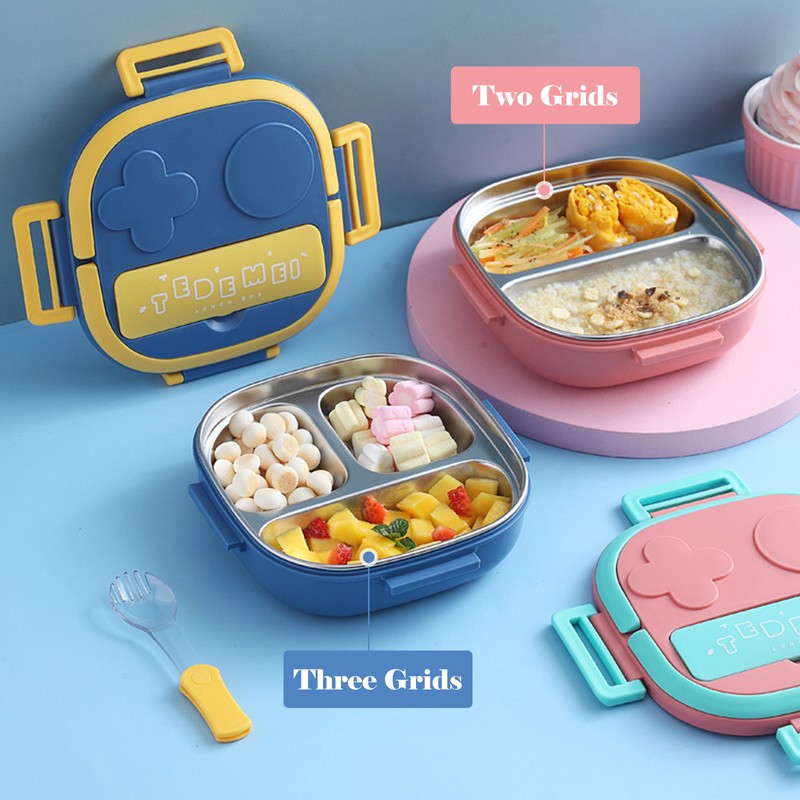 Lunch Box With Fork 2 Compartment Japanese Lunch Box Reusable