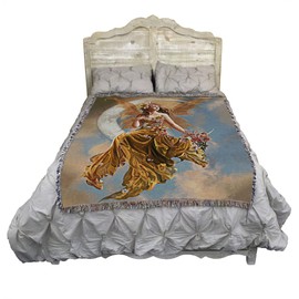 Pure Country Weavers Earth Moon Fairy Blanket by Nene Thomas - Gift Fantasy Tapestry Throw Woven from Cotton - Made in The USA (72x54)