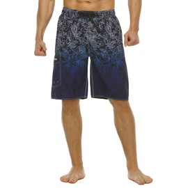 unitop Men's Swim Trunks Classic Lightweight Board Shorts with Lining, Black-259, 32
