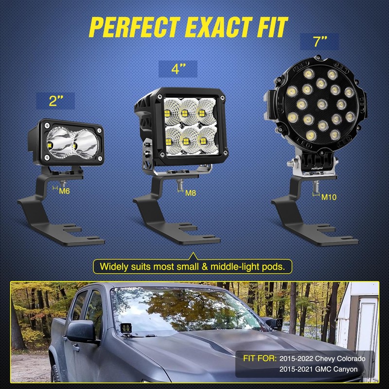 Nilight Ditch Light Brackets Hood Hinges Mount Bracket Kit for