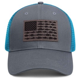 American Fish Flag Trucker Hats - Fishing Gifts for Men - Outdoor Snapback Fishing Hats Perfect for Camping and Daily Use