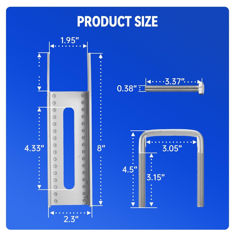 Racewill 8" Boat Trailer Vertical Bunk Bracket for Carpeted Guide