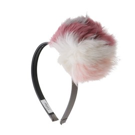 Women and Girls Winter Headband with Side Colorful Fur Ball and Teeth - White