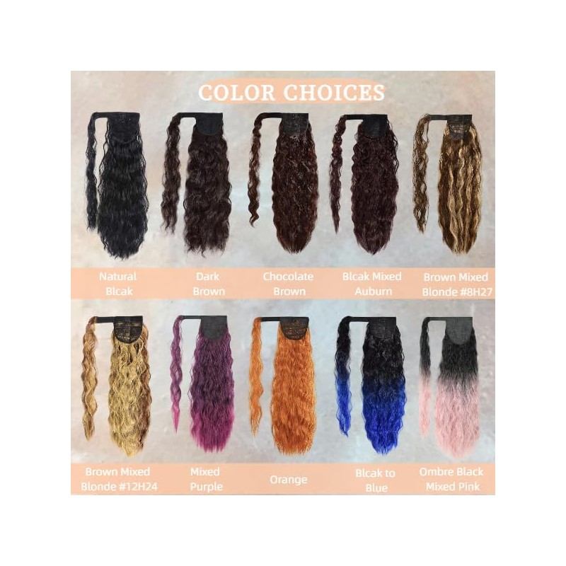 Ponytail Extension Magic Paste, 22Inch Ash Brown Highlighted Honey Blonde