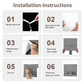 WdFour Classroom Door Curtains for Door Window, Room Darkening Solid Color Door Window Covering for Glass Door, Front Door Sidelight Curtain Tie up Shade 8W x 50L Inches, 1 Panel,Light Dray