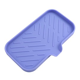 MicoYang MicoYang Silicone Bathroom Soap Dishes with Drain Spout-Bathroom and Kitchen Sink Organizer,Sponge Holder,Dish Soap Tray,Perfect for Dispenser,Scrubber,Bottle on Sink or Counter-Light Purple 9.6"5.3"