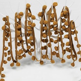 18 Yards Pompom Size 12mm/0.47 inch Brown Small Round Ball Fringe Trim DIY Craft Sewing Accessory for Home Curtain Clothes Pillow Decoration(Brown)