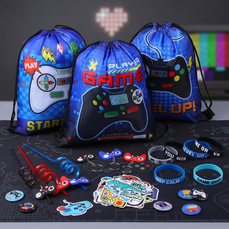 140 Pcs Video Game Party Favors Gamer Birthday Supplies