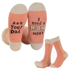 FunnyFeet Funny Socks for Women and Gifts for Mom or Wife Birthday Gifts, Christmas Stocking Stuffers, or Fun Gifts for Women (PinkMom)
